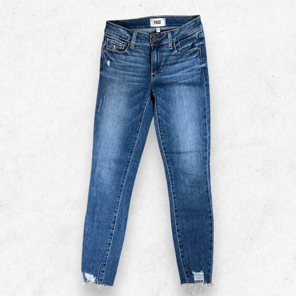 Paige Jeans Verdugo Ankle Women's Size 24 Stretch Blue Denim Raw Hem‎ Casual
